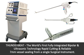 THUNDERBEAT - The World's First Fully Integrated Bipolar & Ultrasonic Technology Rapid Cutting & Reliable 7mm vessel sealing from a single Surgical Instrument.